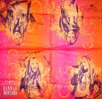 Hannah Montana qui chante, fond rose
